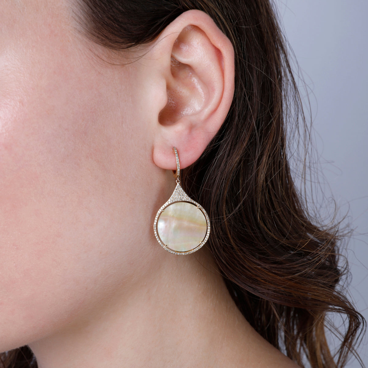 Round Halo Drop Earrings