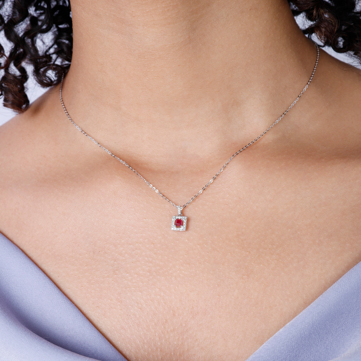 Square Open Halo Necklace