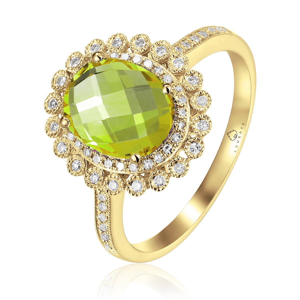 Intricately carved floral patterns and gemstones in the center adds to the ring's luxurious aura. 