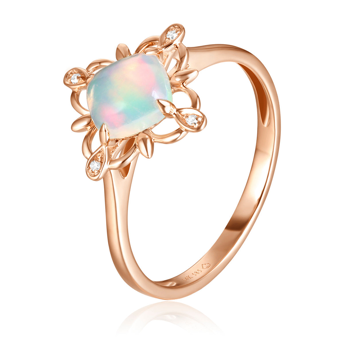 Boho Opal Flower Ring crafted of luxury with its opulent opal center and vibrant petals.