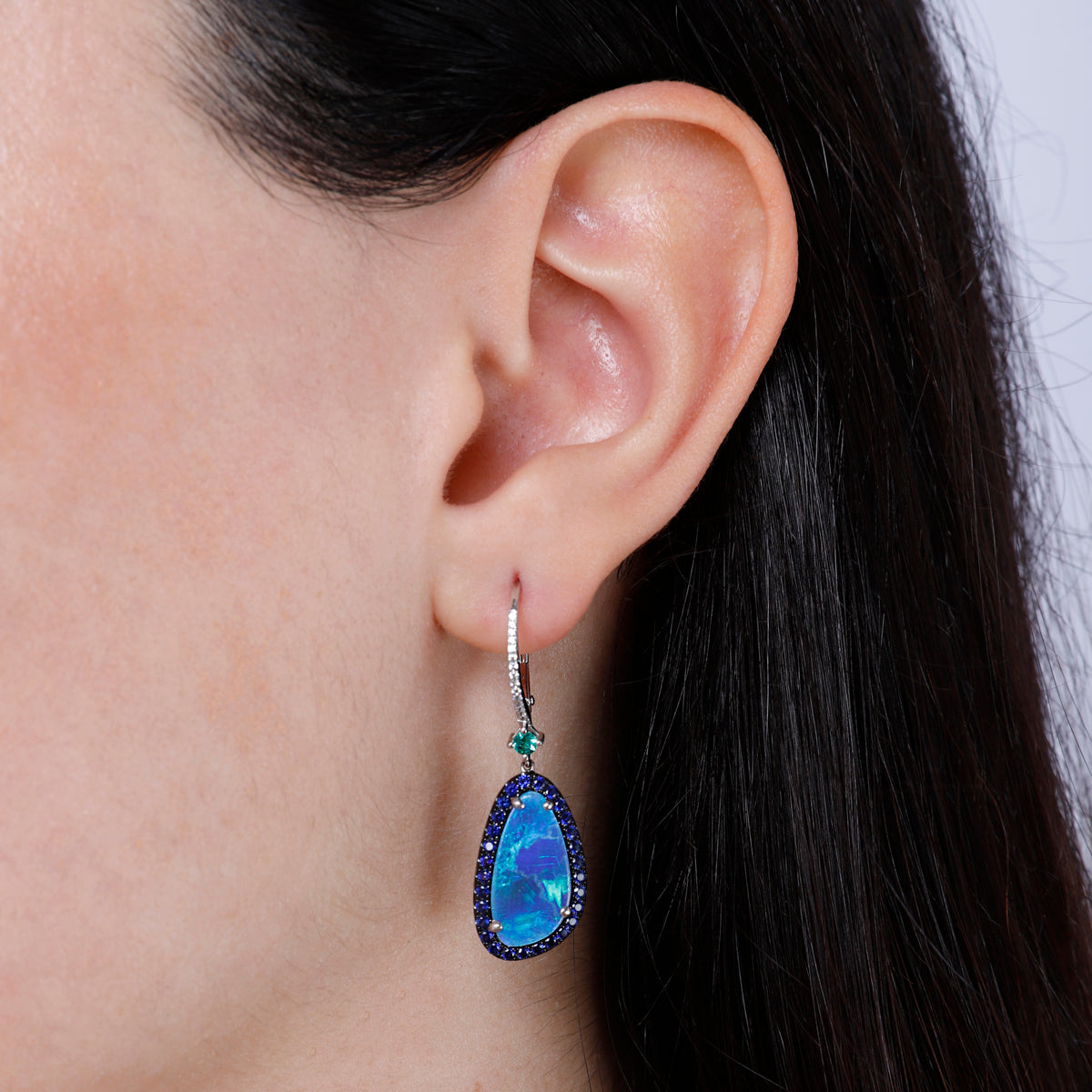 Opal Halo Drop Earrings