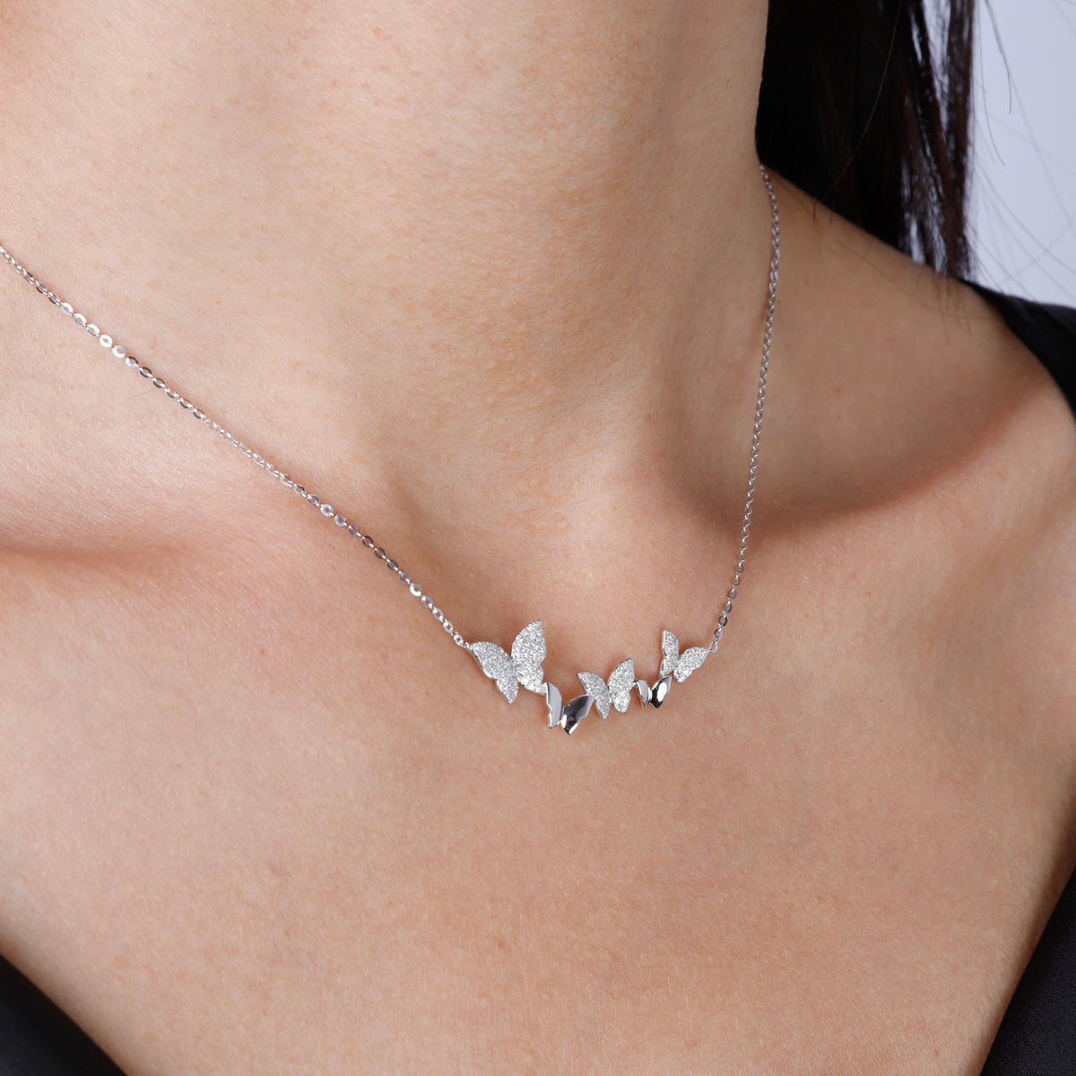 Butterflies Diamond Necklace, representation of opulence & elegance, decorated with shiny diamonds. 