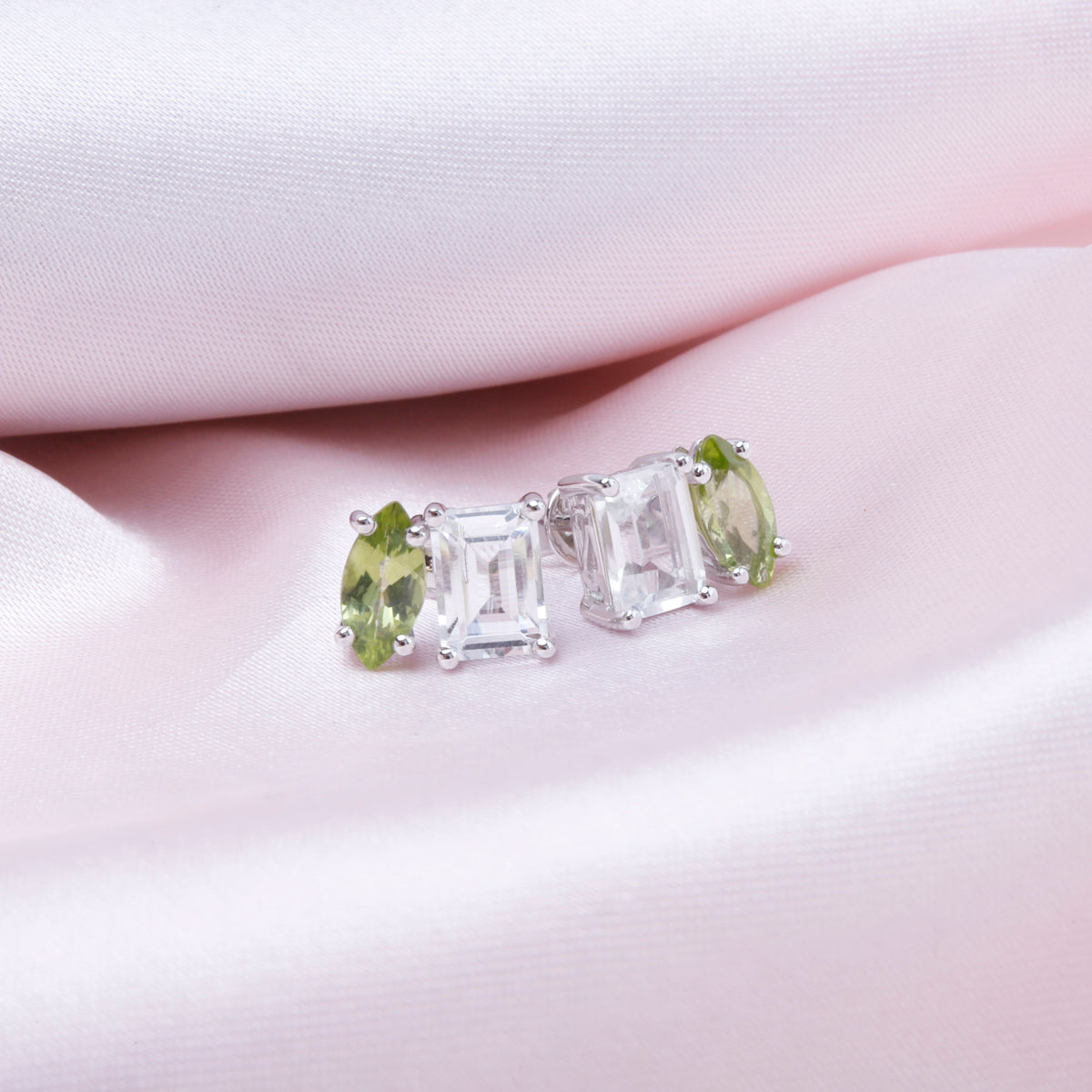 Dual Gemstone Marquise Earrings