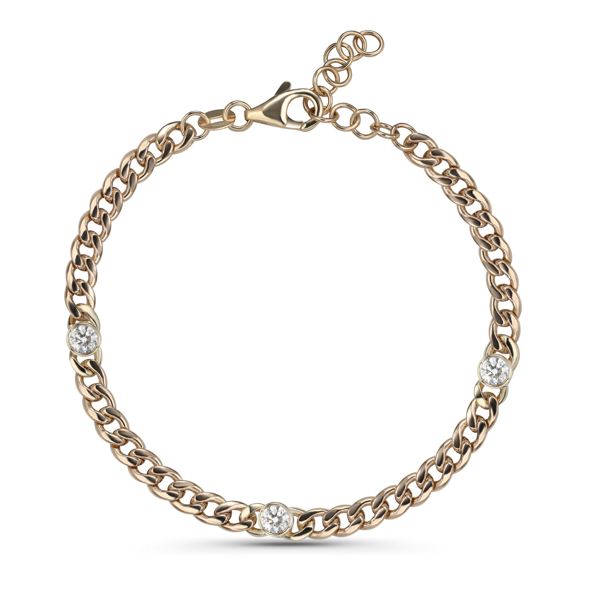 Diamond chain bracelet is a timeless piece made with a high polish finish and bezel design.