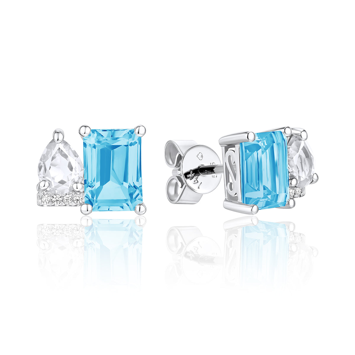 Moi et Toi Emerald Cut & Pear Shape Earrings