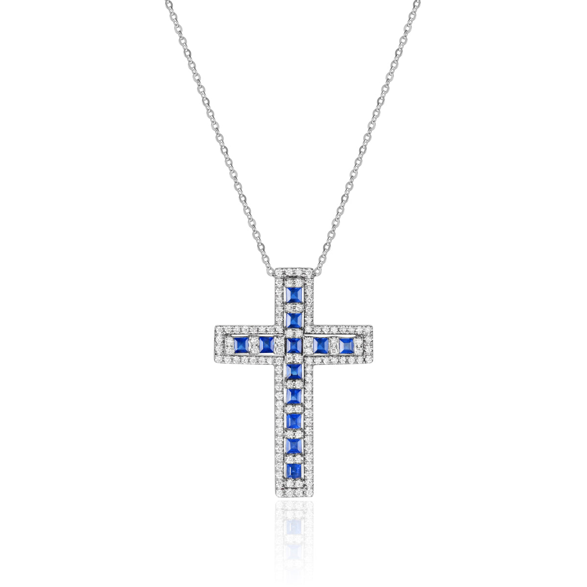 Art Deco Jewelry with our Precious Cross Necklace. Elevate your style with precious stones. 