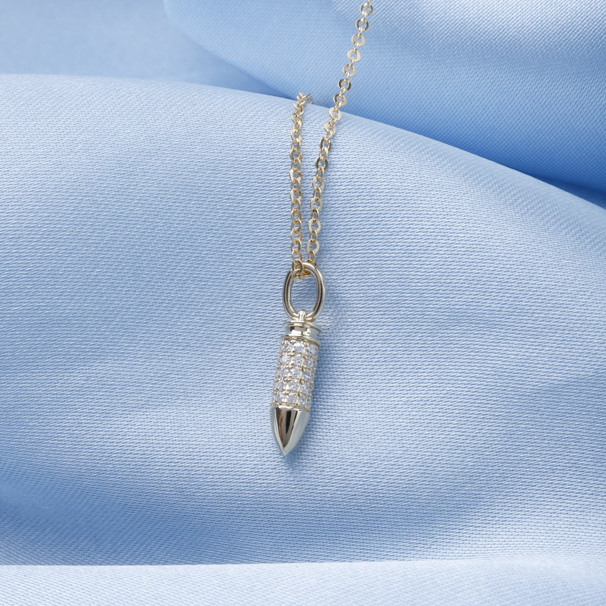 Pave Diamond Bullet Necklace