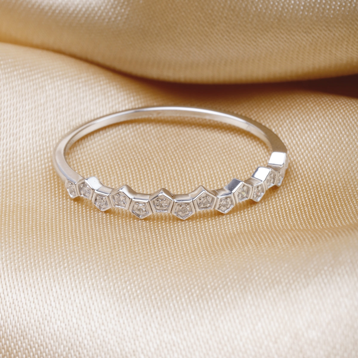 Delicate Beehive Diamond Ring