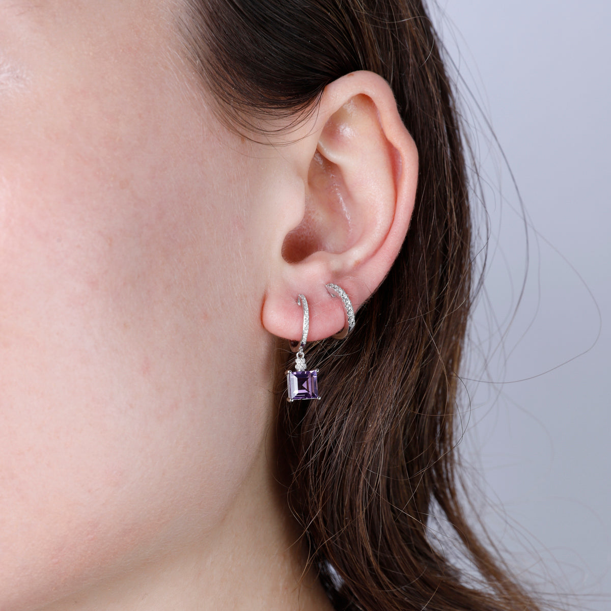 Princess Cut Drop Earrings