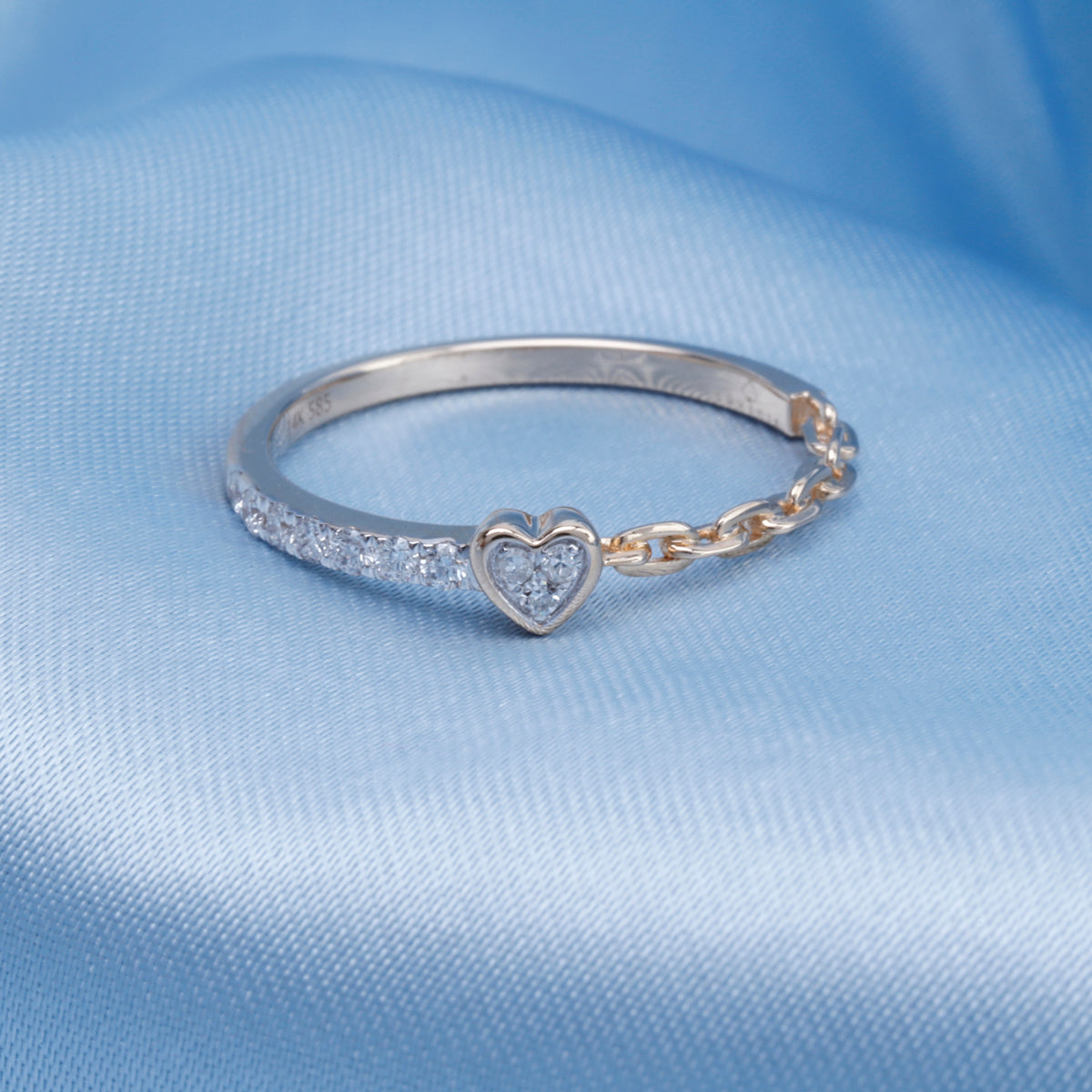 Spilt Chain & Bar Heart Ring