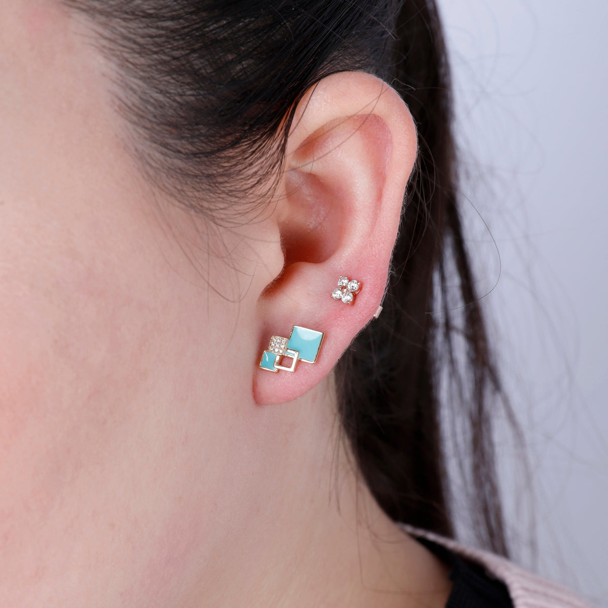 Contemporary Square Stud Earrings