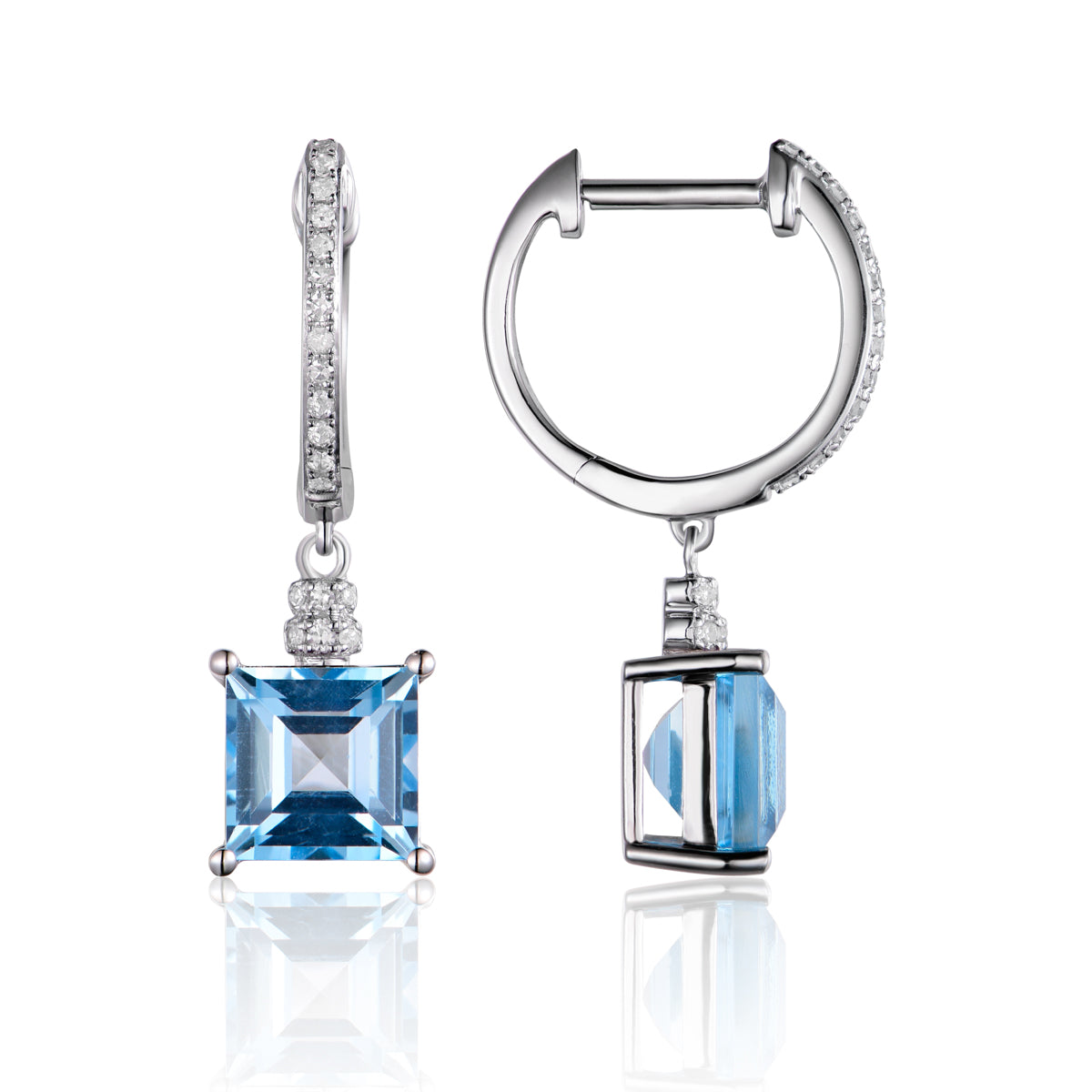 Princess Cut Drop Earrings