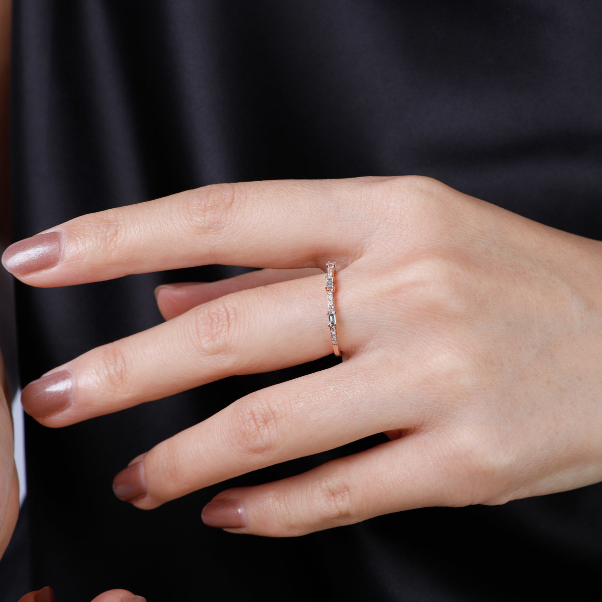 Baguette and round diamond ring. Each diamond is handpicked and set to create a unique piece.