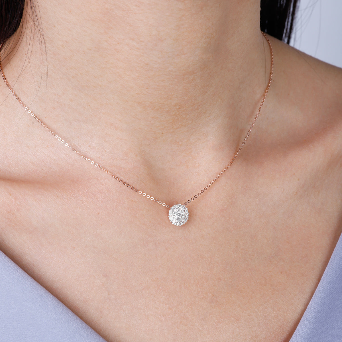 Diamond Cluster Round Necklace