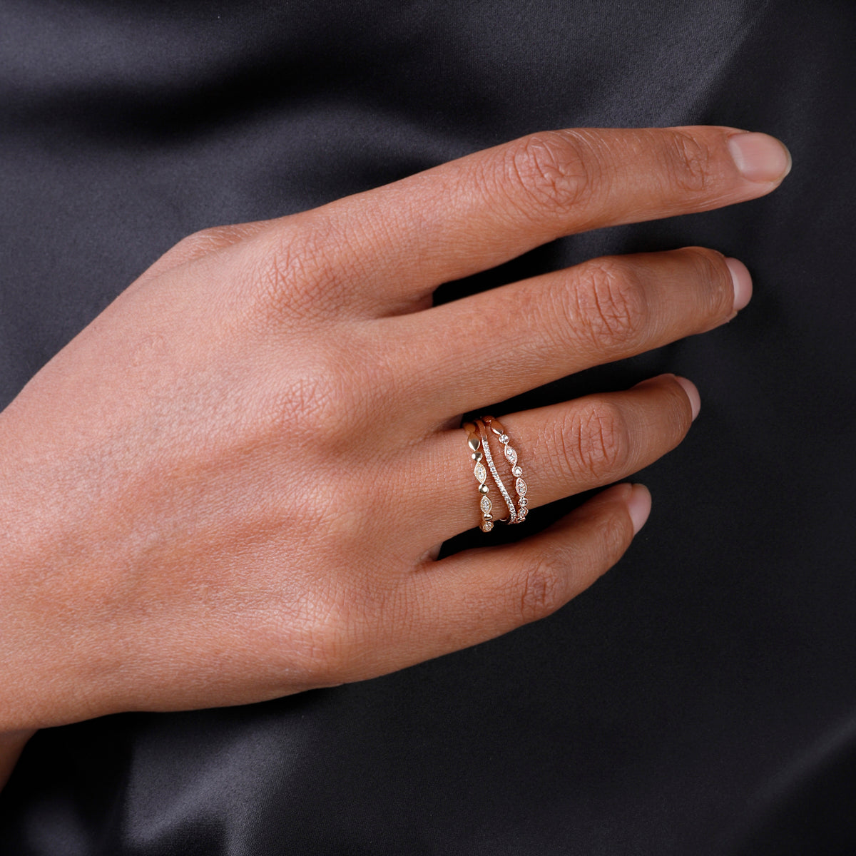 Diamonds Curved Stack Ring