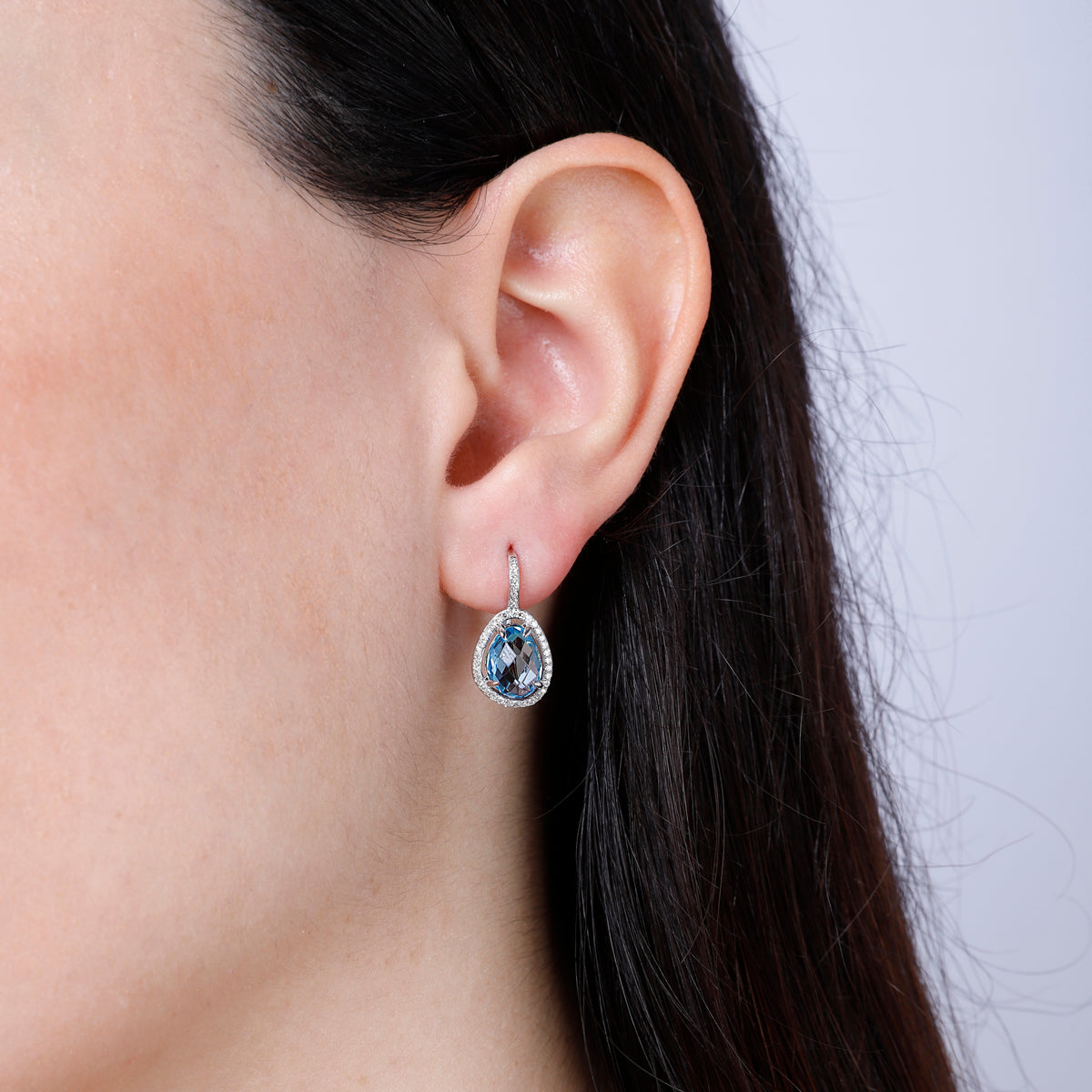 Leverback Checker Stone Earrings