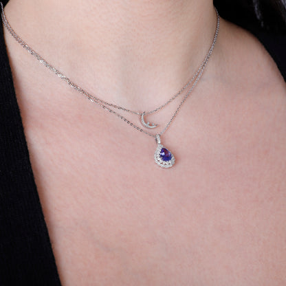 Double Halo Teardrop Necklace