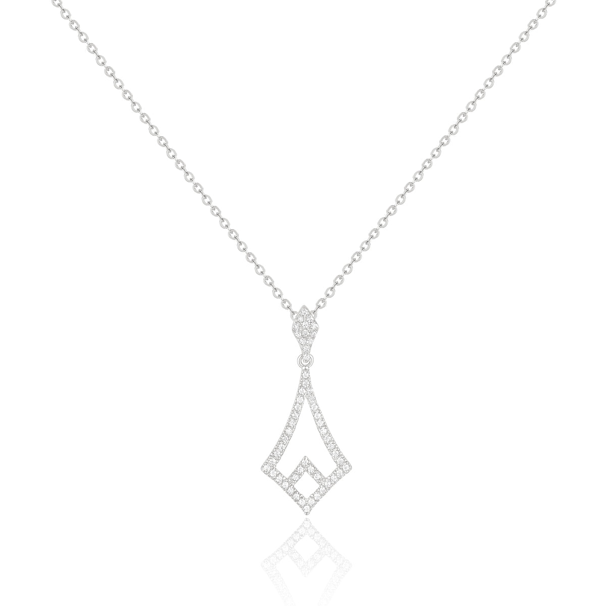 Chandelier Diamond Necklace, glimmering diamonds all around its shape for those special night outs