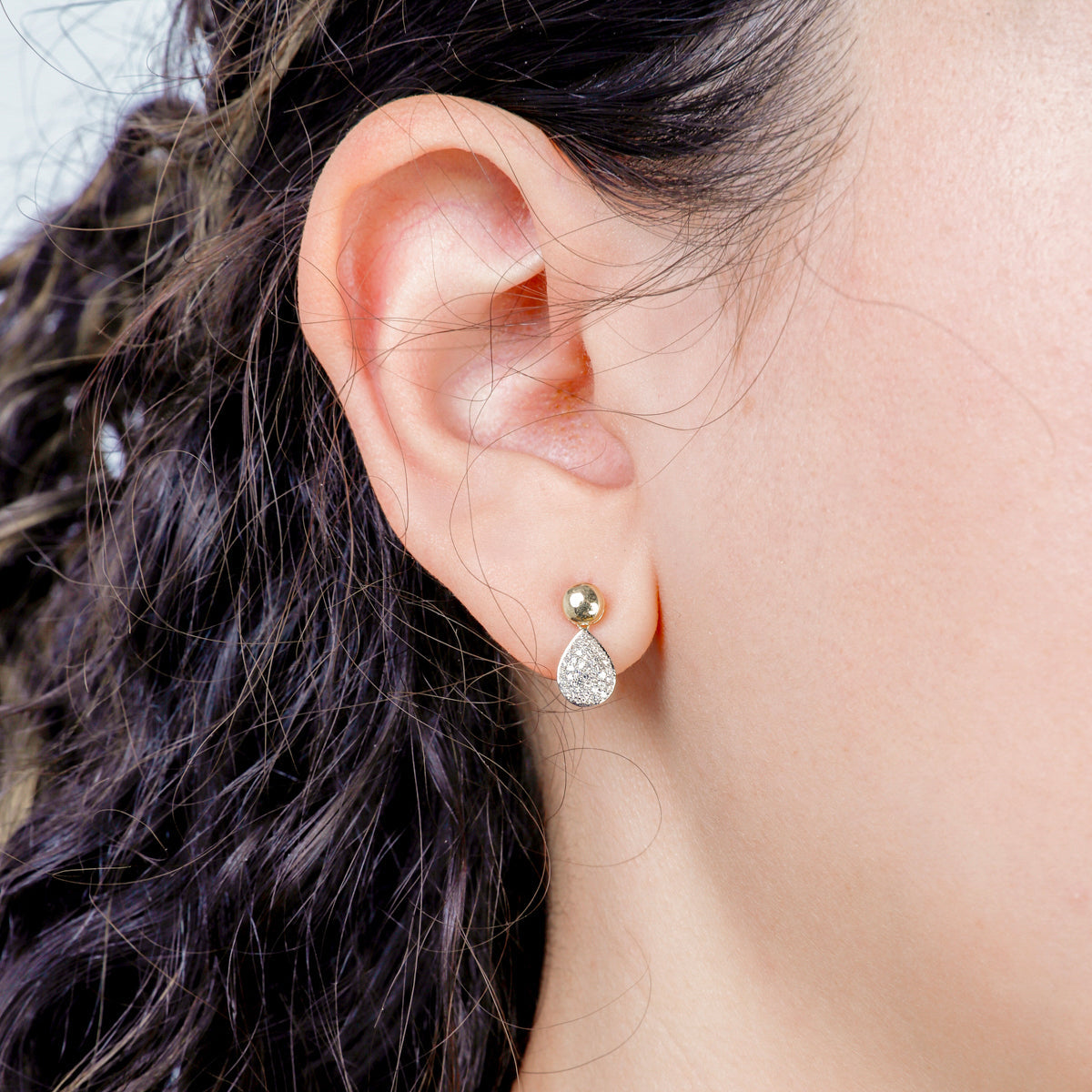 Pave Teardrop Stud Earring