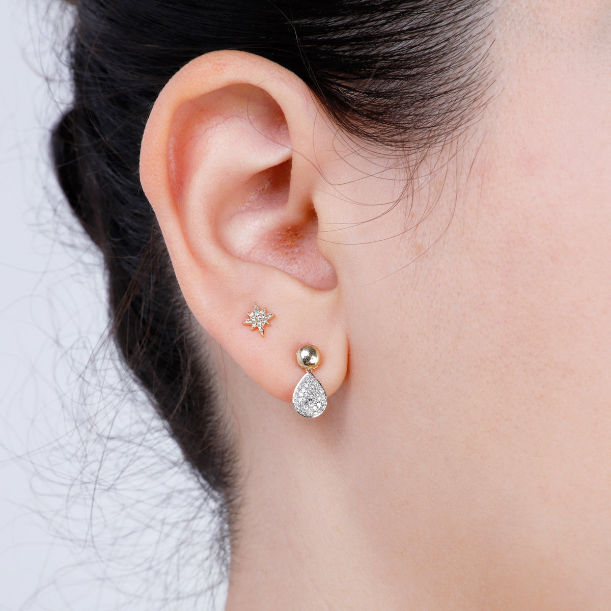 Pave Teardrop Stud Earring