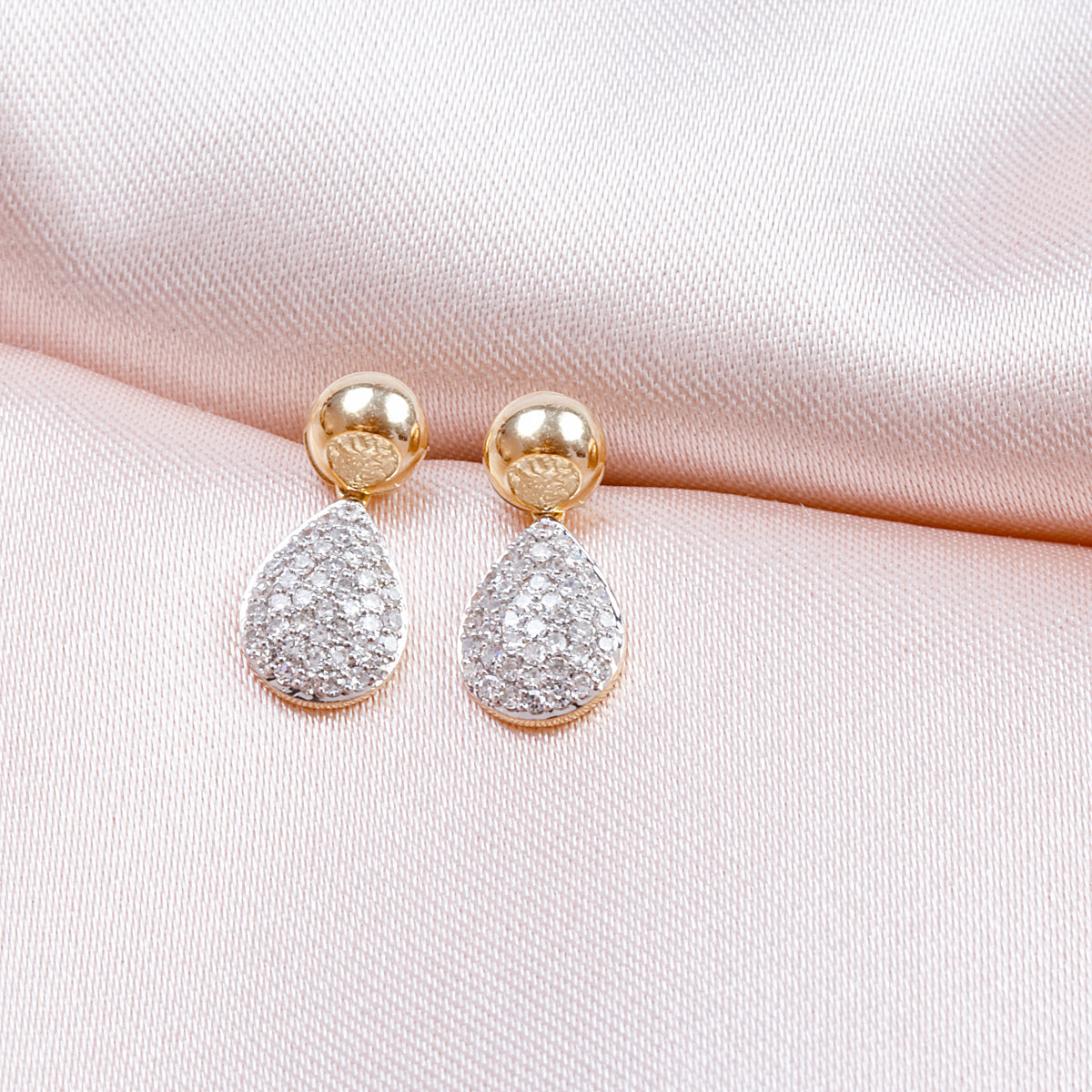 Pave Teardrop Stud Earring