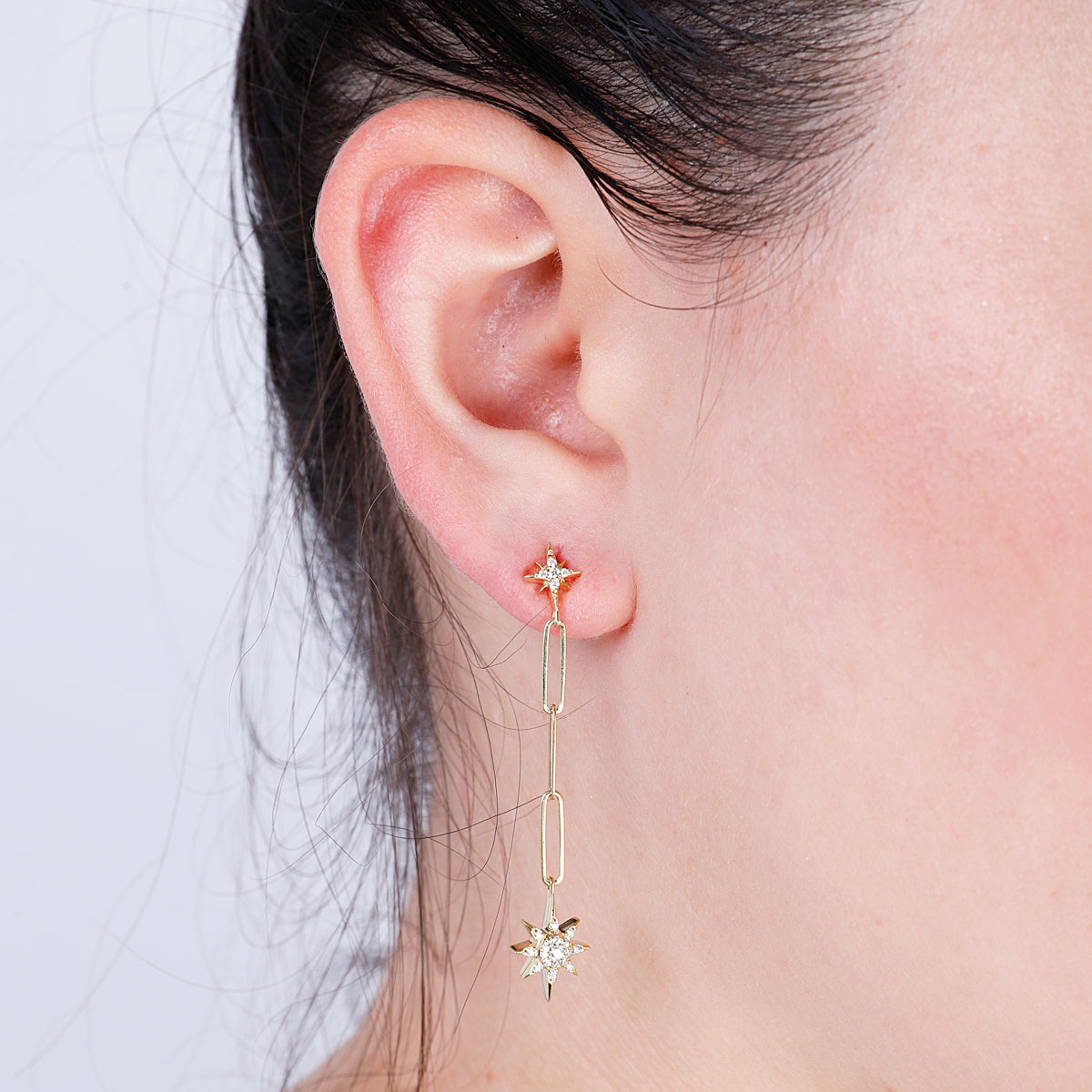 North Star Chain Drop Earrings