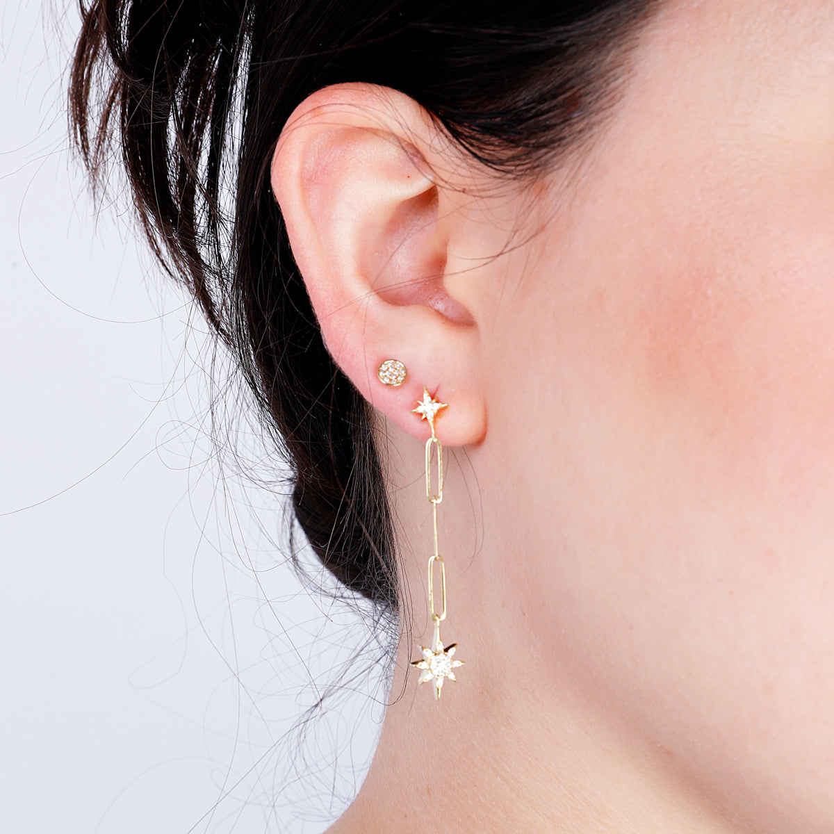 North Star Chain Drop Earrings