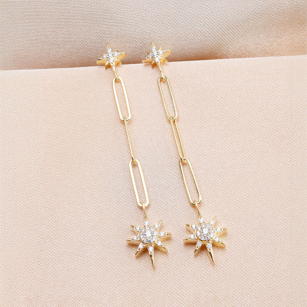 North Star Chain Drop Earrings