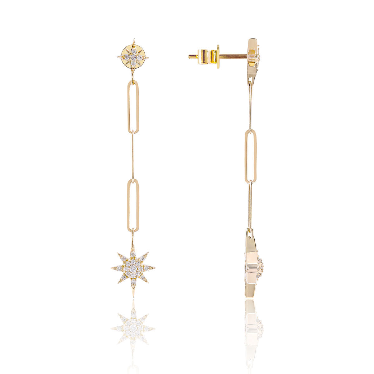 North Star Chain Drop Earrings