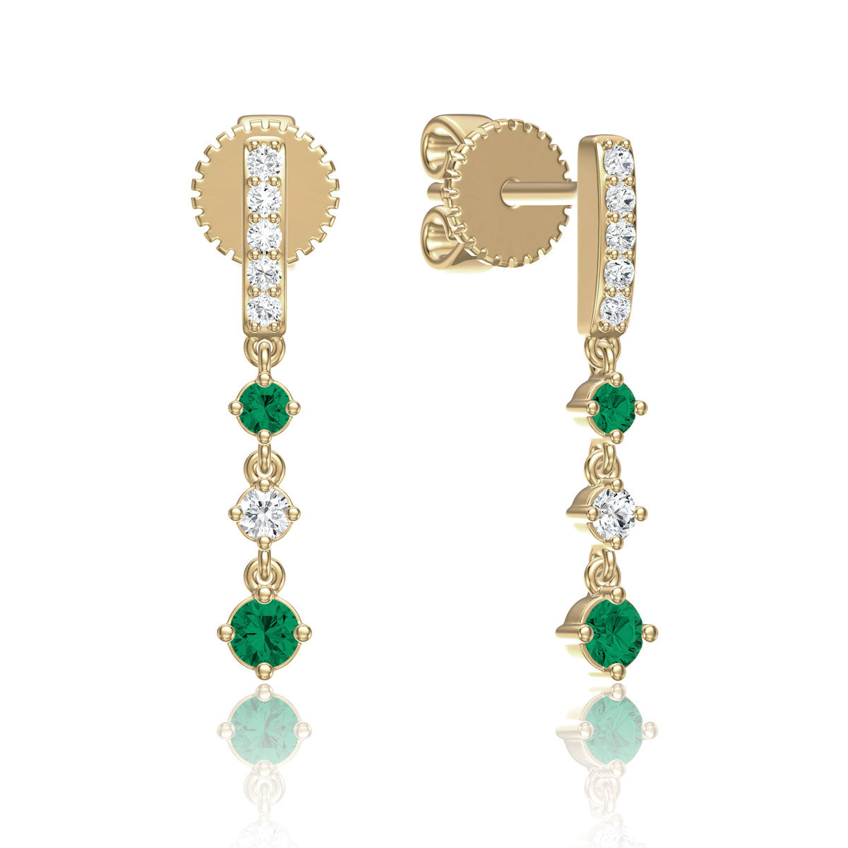 Triple Precious Drop Earrings