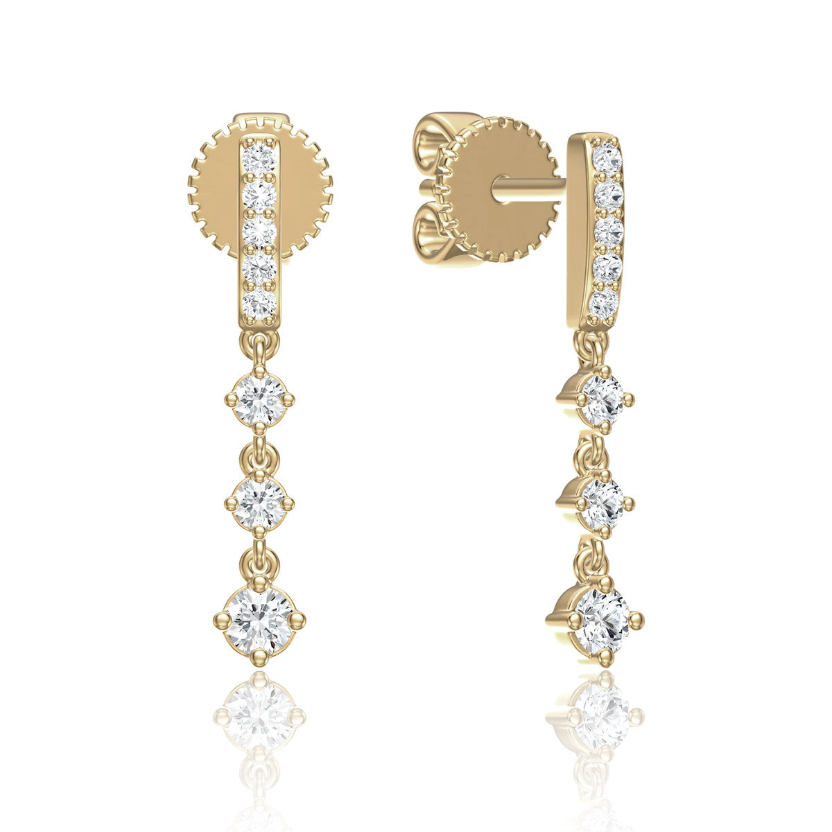 Triple Precious Drop Earrings