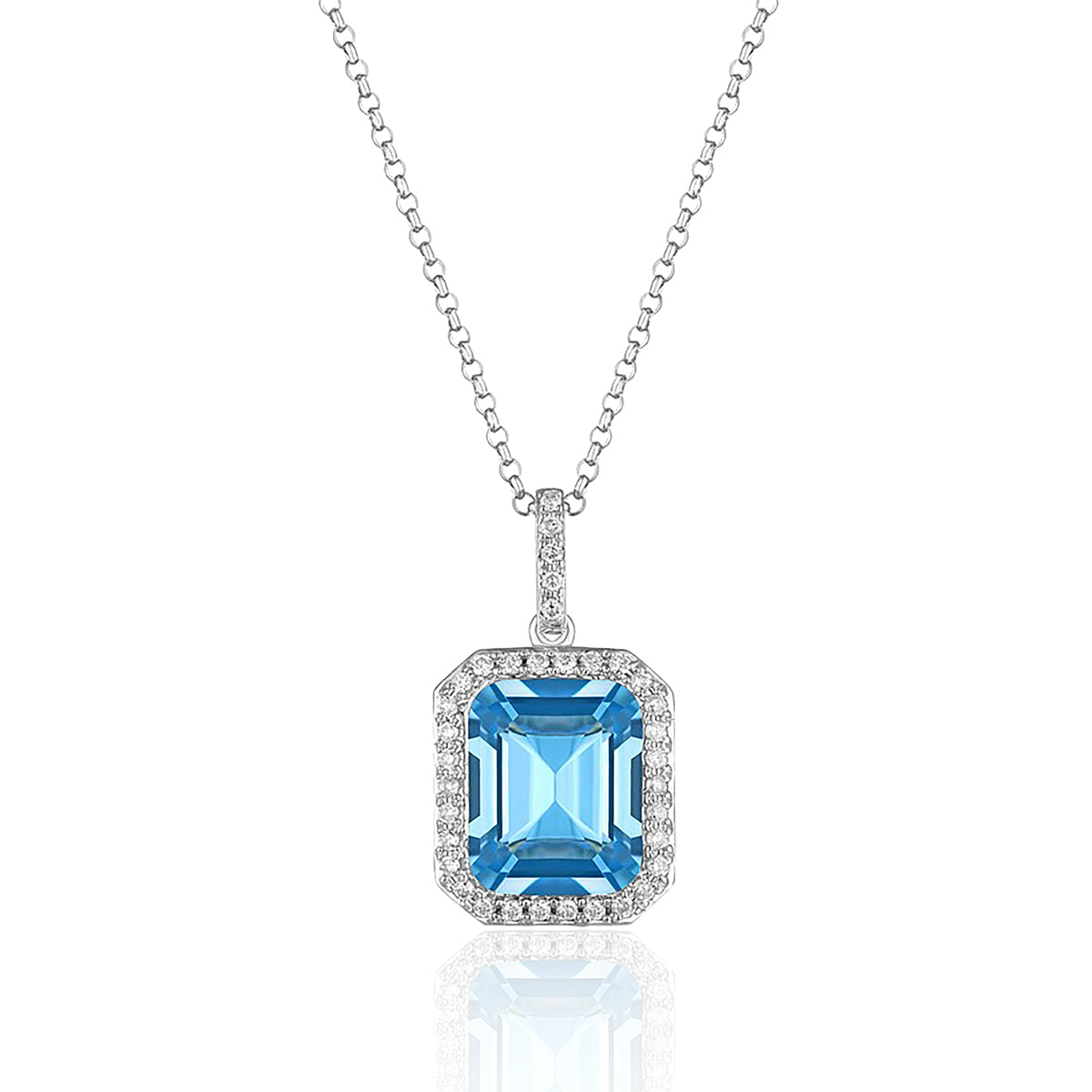 Halo Emerald Cut Necklace