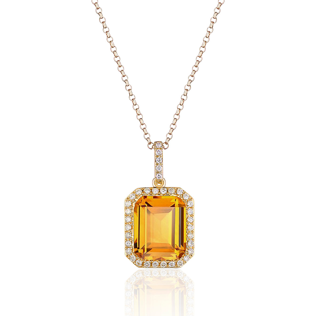 Halo Emerald Cut Necklace