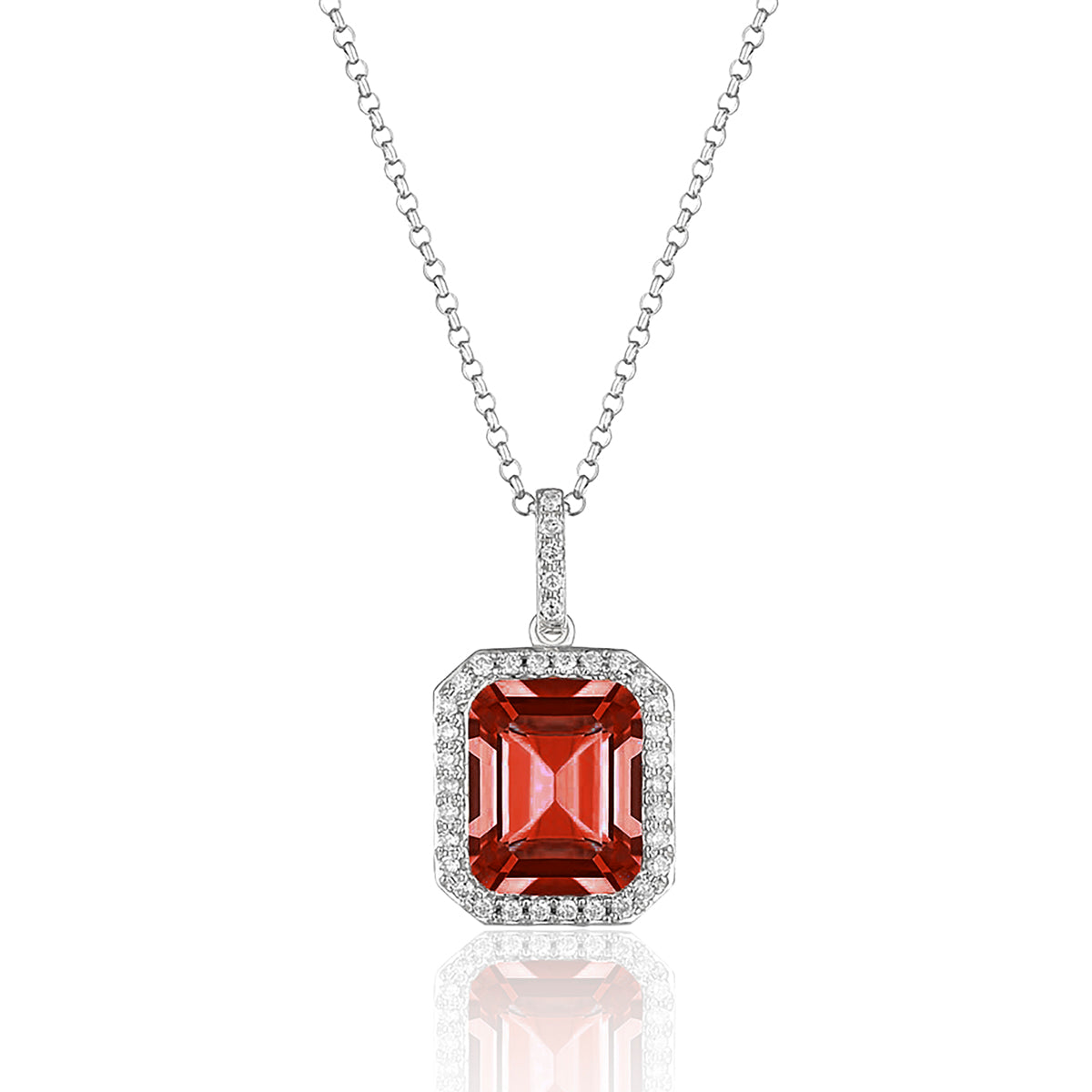 Halo Emerald Cut Necklace