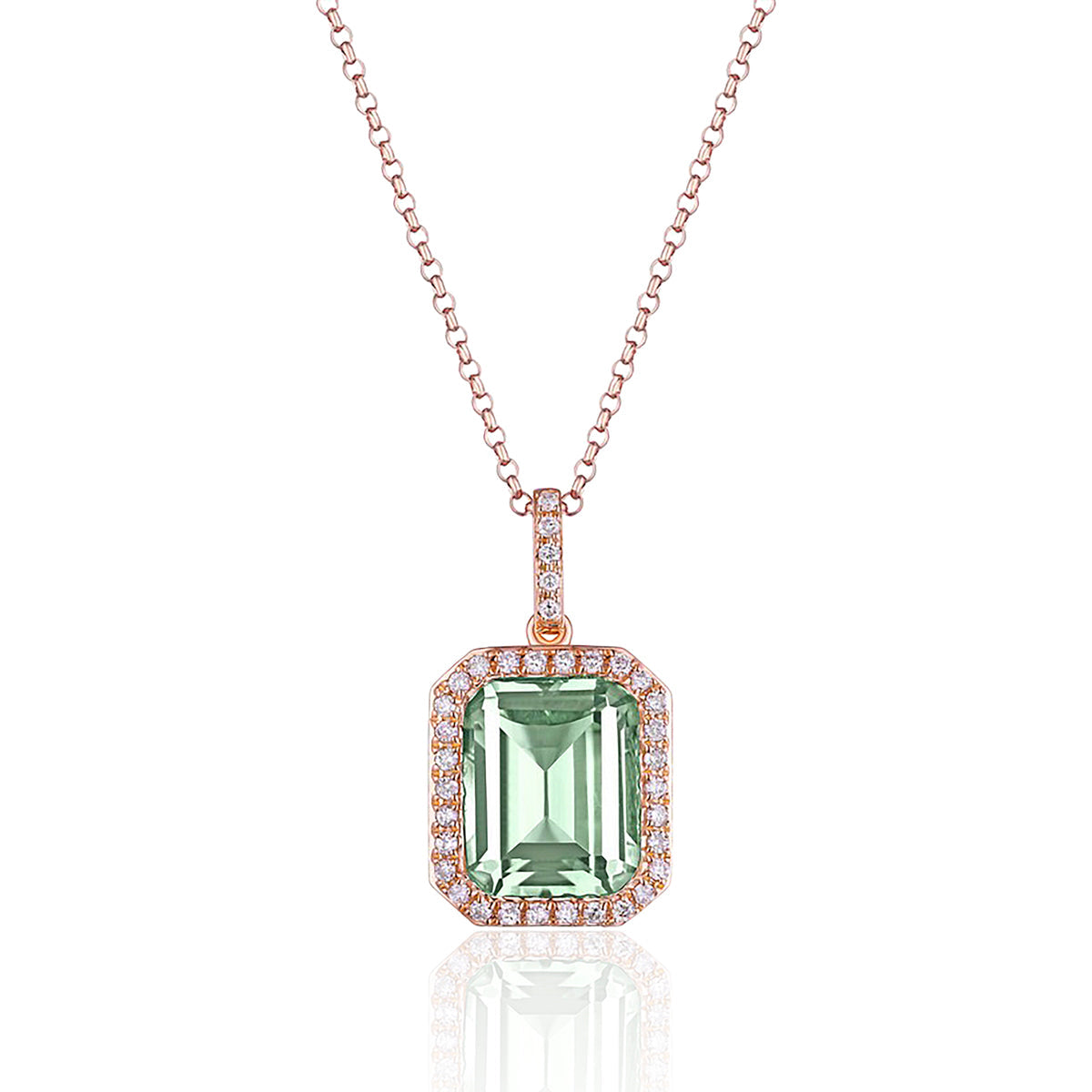 Halo Emerald Cut Necklace