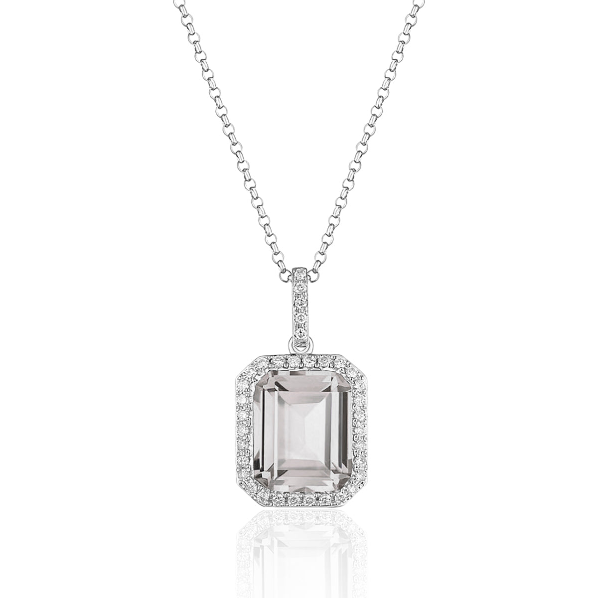 Halo Emerald Cut Necklace