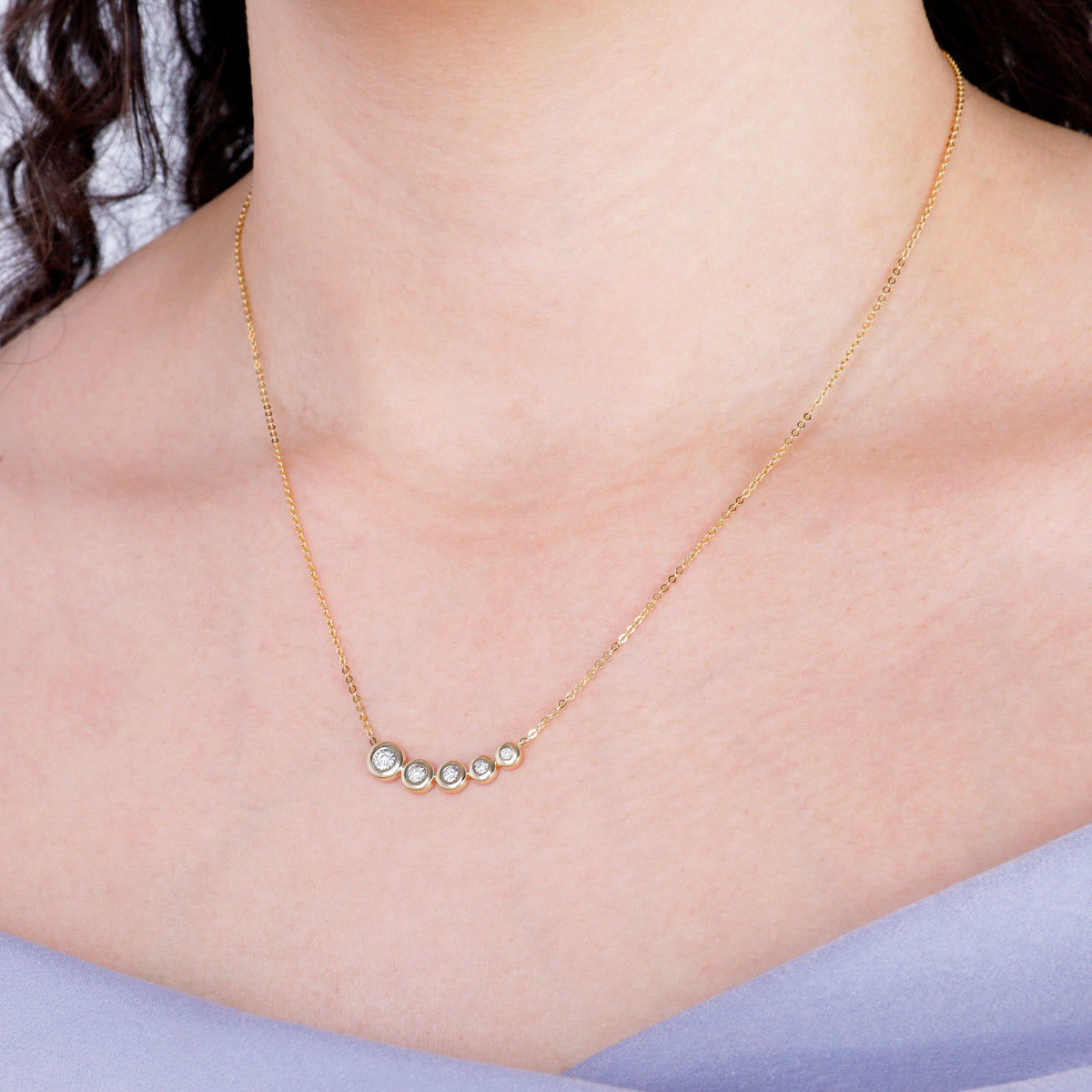 Crescent Bezel Diamond Necklace