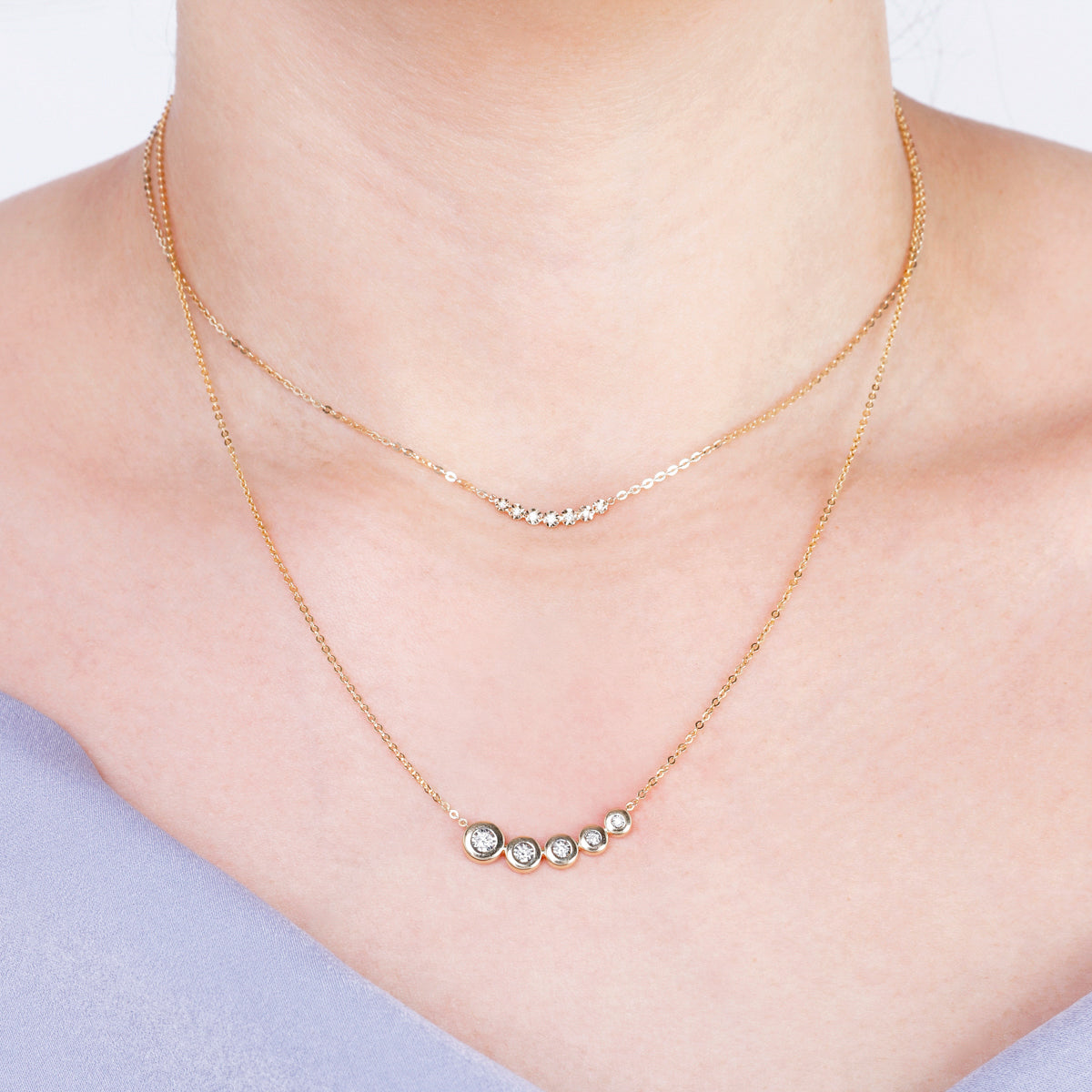 Crescent Bezel Diamond Necklace