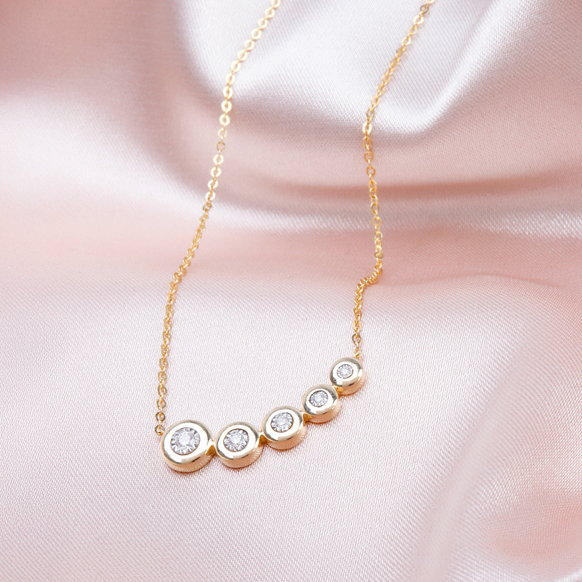 Crescent Bezel Diamond Necklace