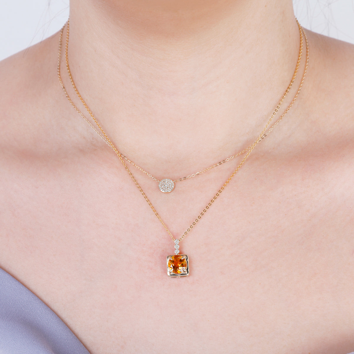 Golden Halo Round Gem Necklace