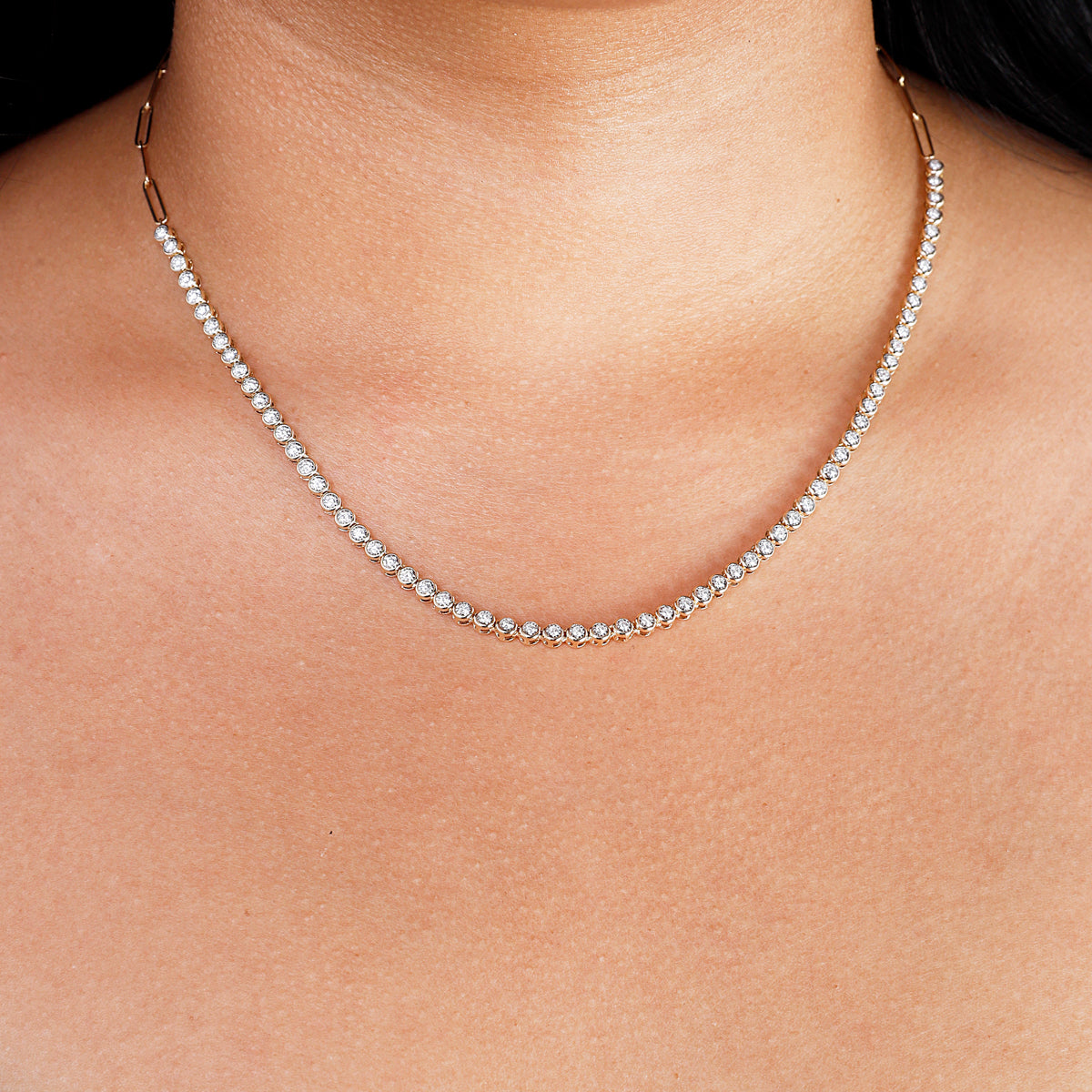 Diamond Bezel Tennis Necklace