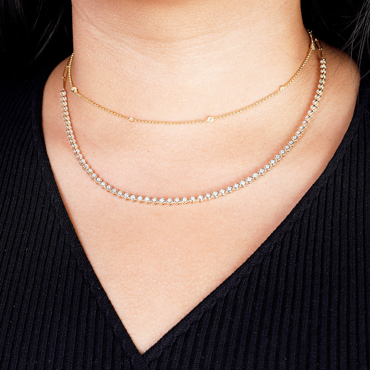 Diamond Bezel Tennis Necklace