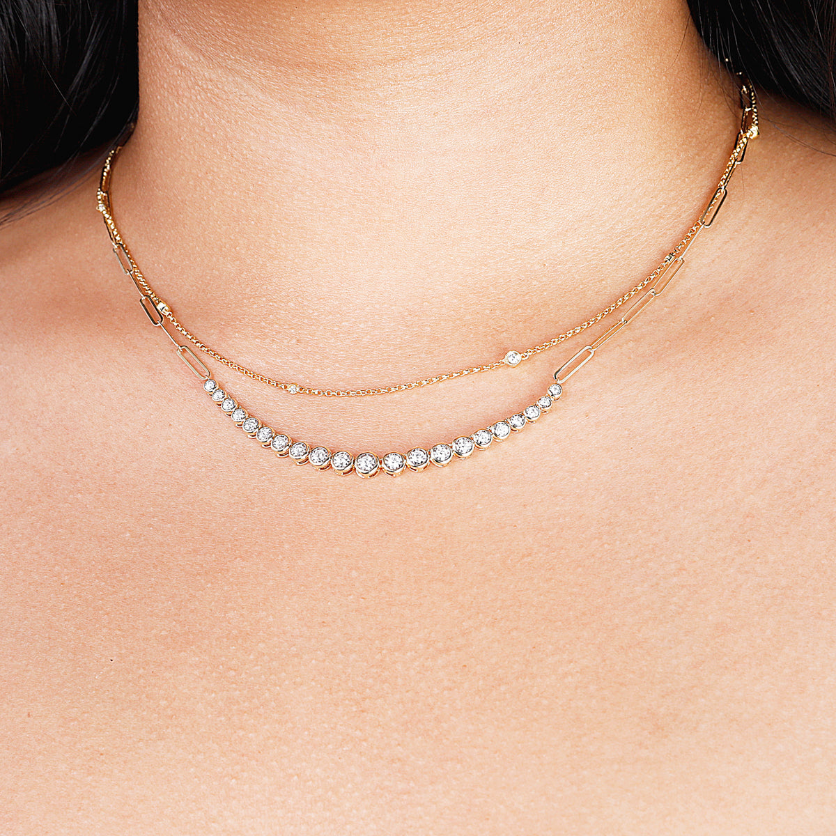 Diamond Bezel Chain Necklace