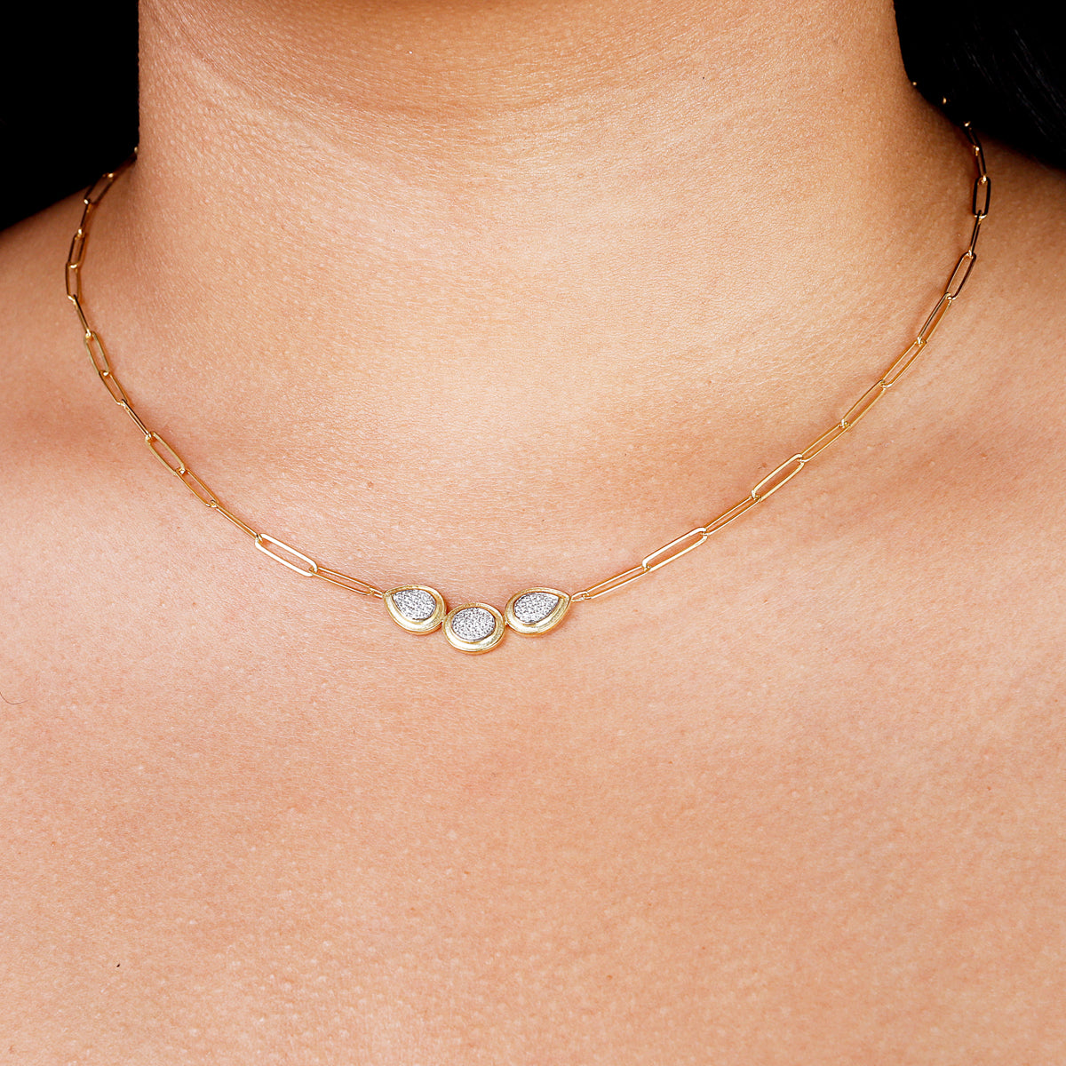 Gilded Pave Teardrop Chain Necklace