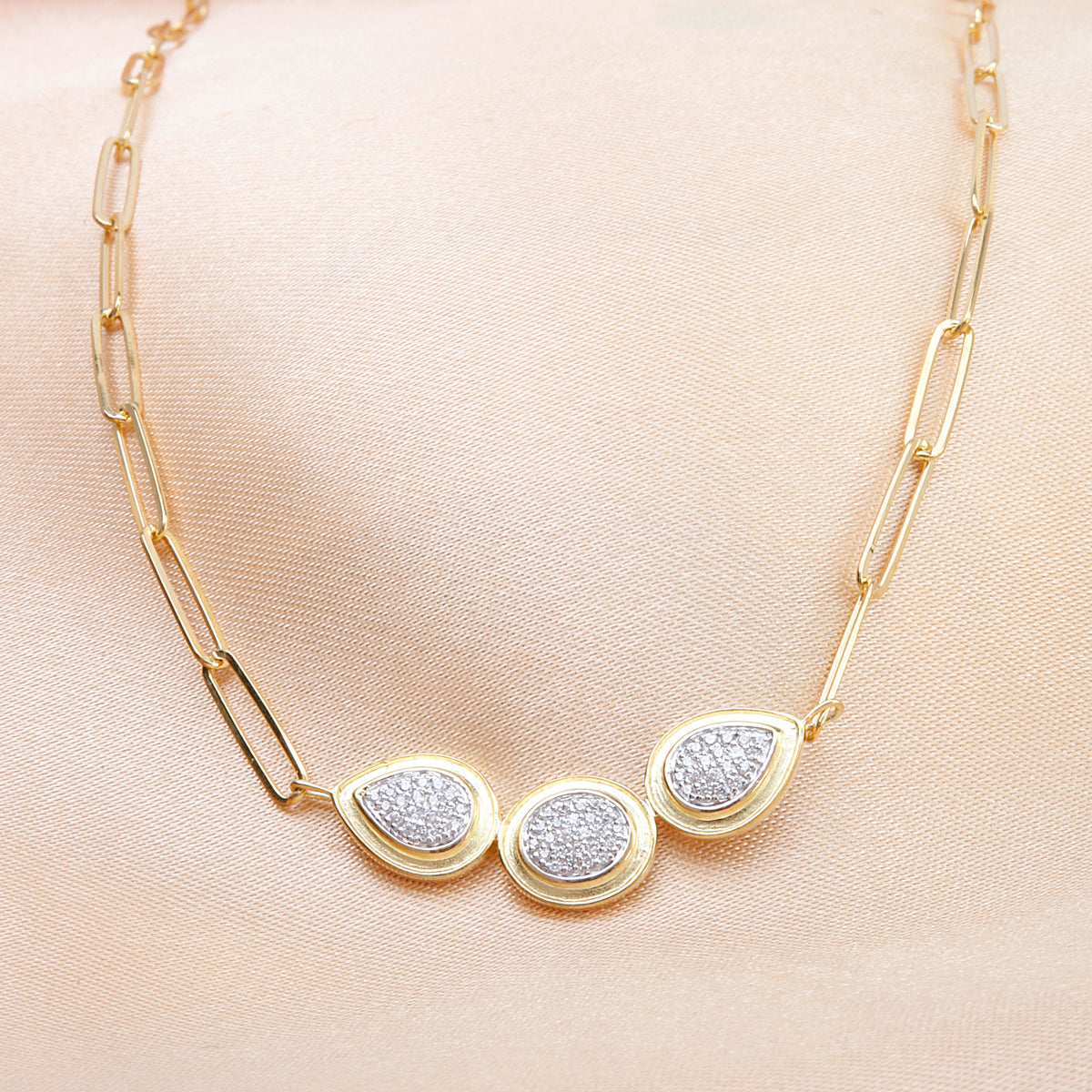 Gilded Pave Teardrop Chain Necklace