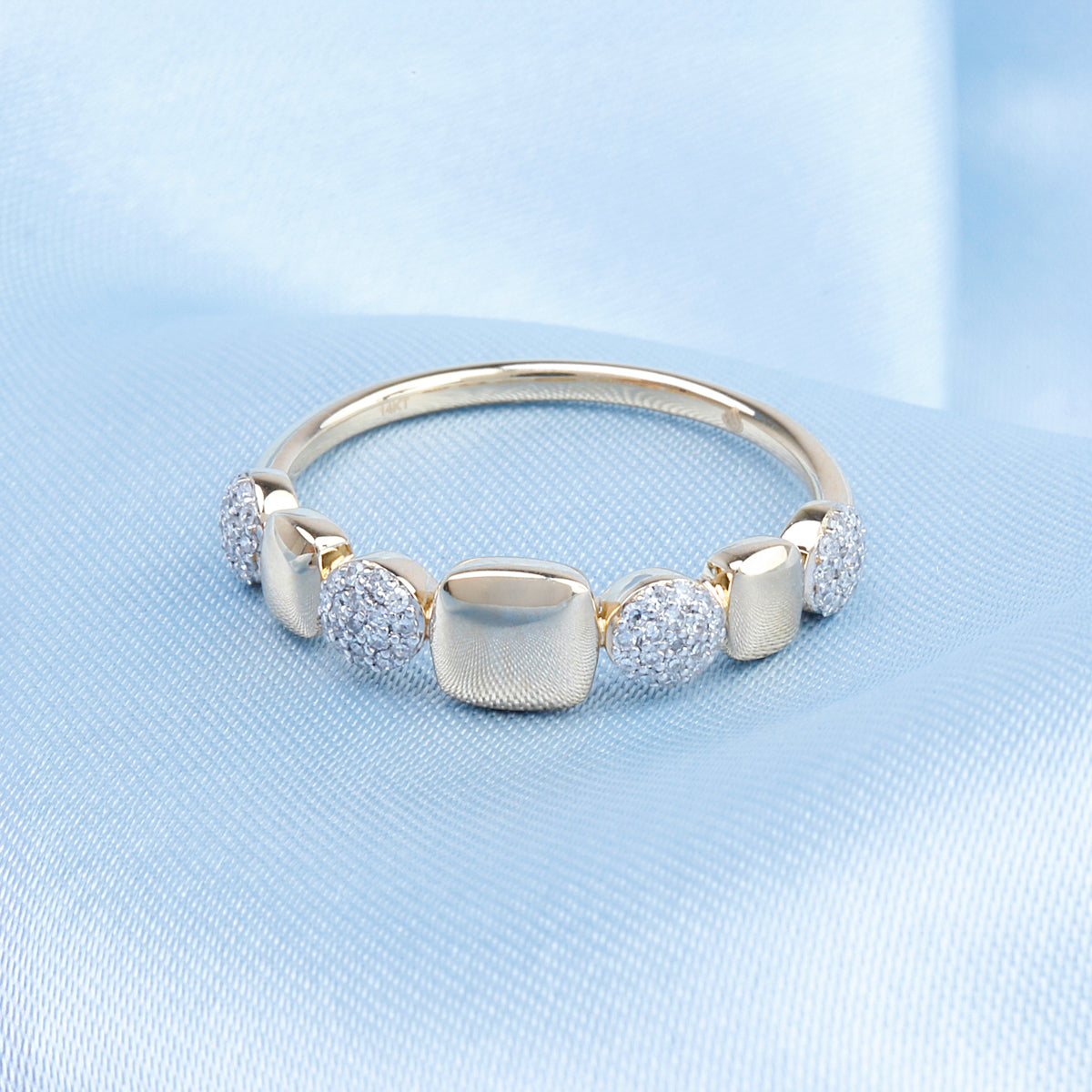 Golden Geometric Pave Ring