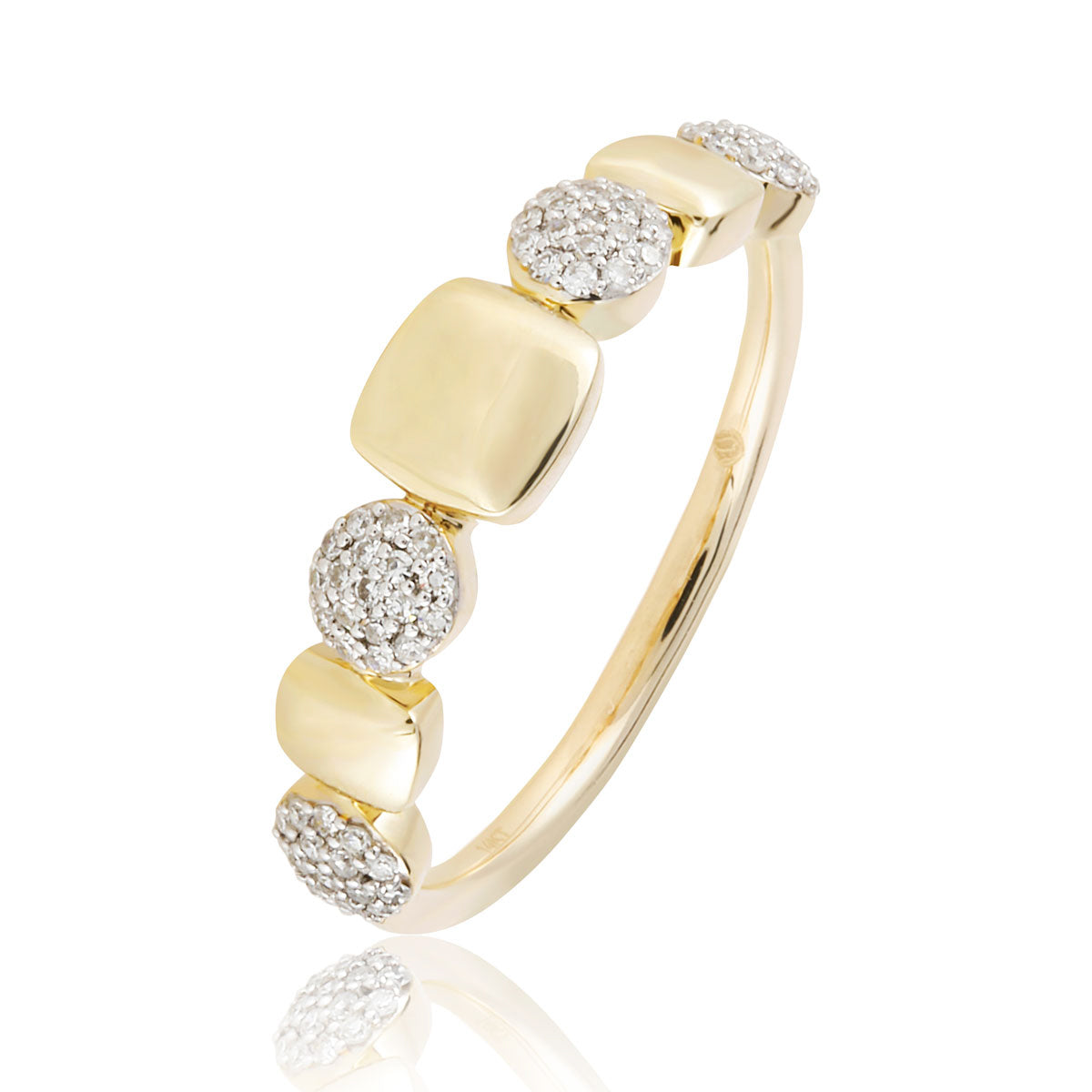 Golden Geometric Pave Ring
