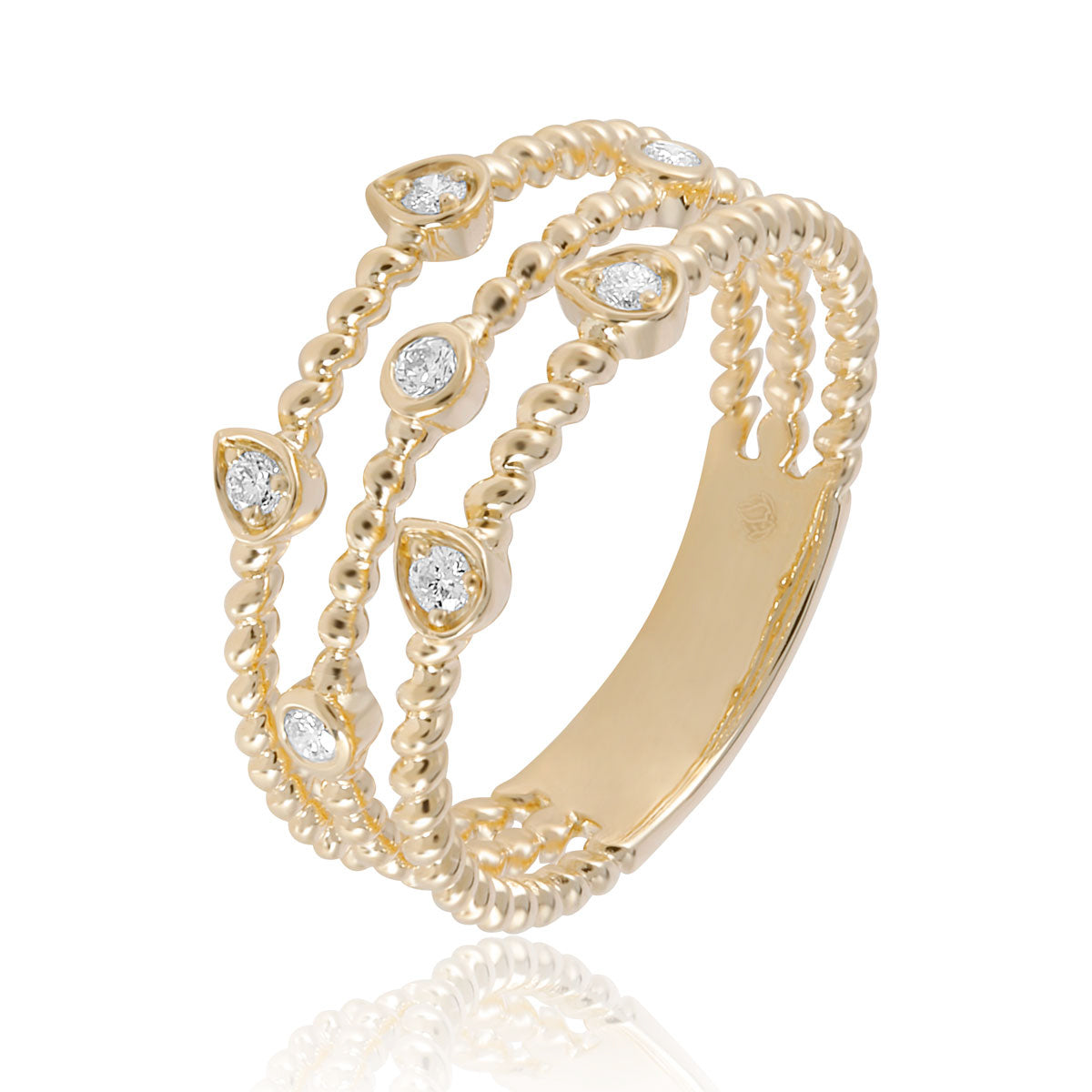 Beaded Trio Teardrop Ring