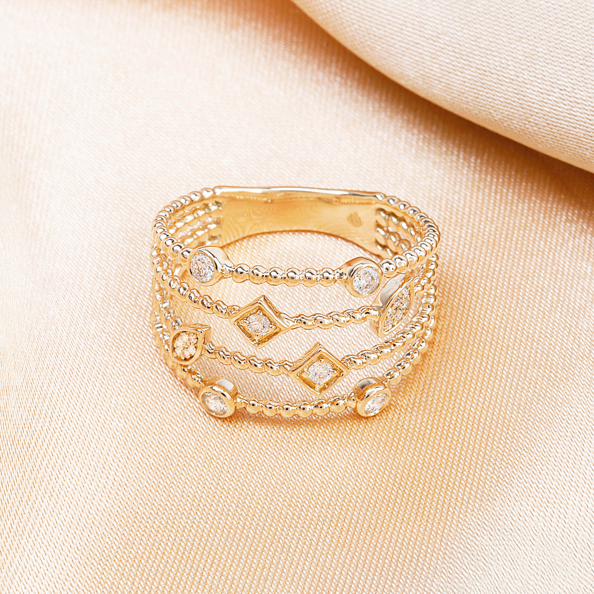Geometric Harmony Diamond Ring