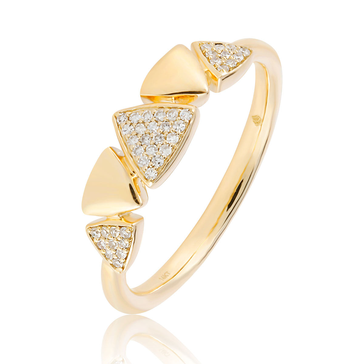 Golden Pyramids Pave Ring